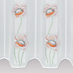 Moderne Stickerei-Scheibengardine Mohnblüten Detailbild