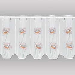 Moderne Stickerei-Scheibengardine Mohnblüten 35 cm