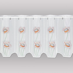 Moderne Stickerei-Scheibengardine Mohnblüten 35 cm