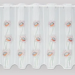 Moderne Stickerei-Scheibengardine Mohnblüten 55 cm