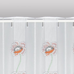 Moderne Stickerei-Scheibengardine Mohnblüten Stangendurchzug