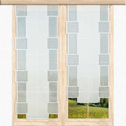 Bestickte Flächengardine Bethany in weiß