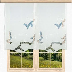 Schiebepaneele Indra mit Plauener Spitze in ecrü-anthrazit