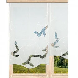 Schiebepaneele Indra mit Plauener Spitze in ecrü-anthrazit