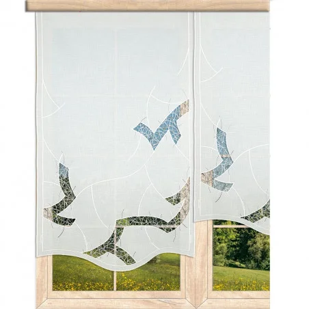 Schiebepaneele Indra mit Plauener Spitze in ecrü-anthrazit