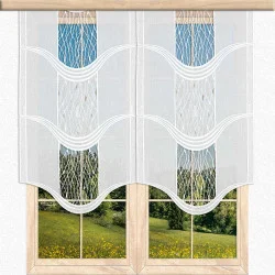 Plauener Spitzen-Schiebepaneele Denise in weiß-braun