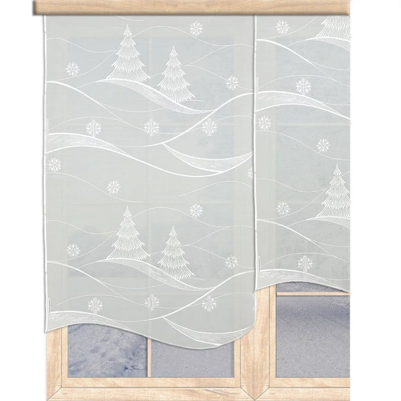 Winterliche Flächengardine Schneetanne mit Baum