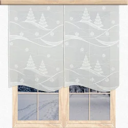 Winterliche Flächengardine Schneetanne mit Baum