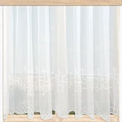 Weißer Plauener Spitzen-Store Mia mit Bohrstickerei