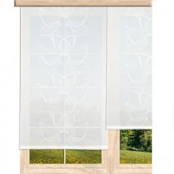 Zeitlose weiße Plauener Stickerei-Flächengardine Melanie