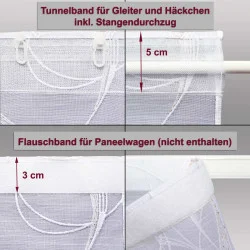 Charmante Flächengardine Diane mit Vogtländischer Stickerei in weiß-beige-gold