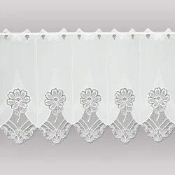 Stickereipanneau Floria mit Plauener Spitze in naturweiß 43 cm hoch