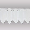 Halbtransparenter weißer Bistrovorhang mit geometrischer Stickerei und Stangendurchzug.  30 cm hoch