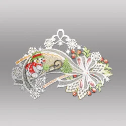 Fensterbild Schneefrau im Schweif