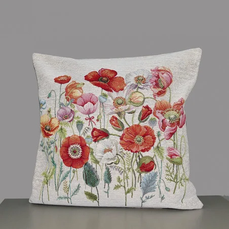 Gobelin-Kissenbezug Bunte Mohnwiese 45x45 cm