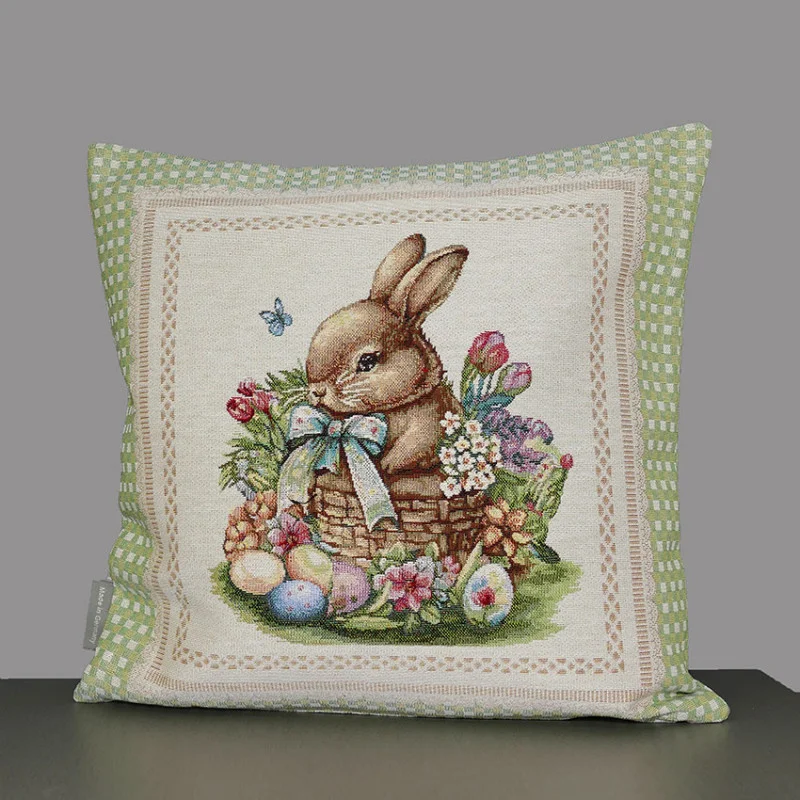 Süßer Gobelin-Kissenbezug Hase Emil
