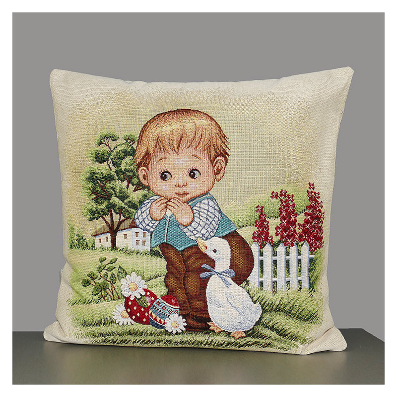 Niedliche Gobelin-Kissenbezug Osterkinder Boy