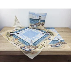 Maritime Gobelin-Deckenserie Boote am Ostseestrand