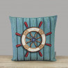 Maritimer Gobelin-Kissenbezug Steuerrad 45x45 cm