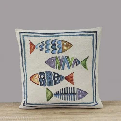 Moderner Gobelin-Kissenbezug Fische 45x45 cm