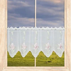 Bestickte Kurzgardine Orchideenranke in rosé 35 cm hoch