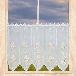 Elegant bestickte Kurzgardine Orchideenranke in bronze 55 cm hoch