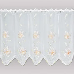 Elegant bestickte Kurzgardine Orchideenranke in bronze 55 cm