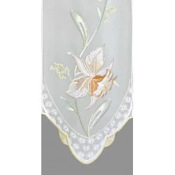 Elegant bestickte Kurzgardine Orchideenranke in bronze Detailbild