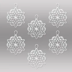 6er Set Anhänger Schneeflöckchen in weiß