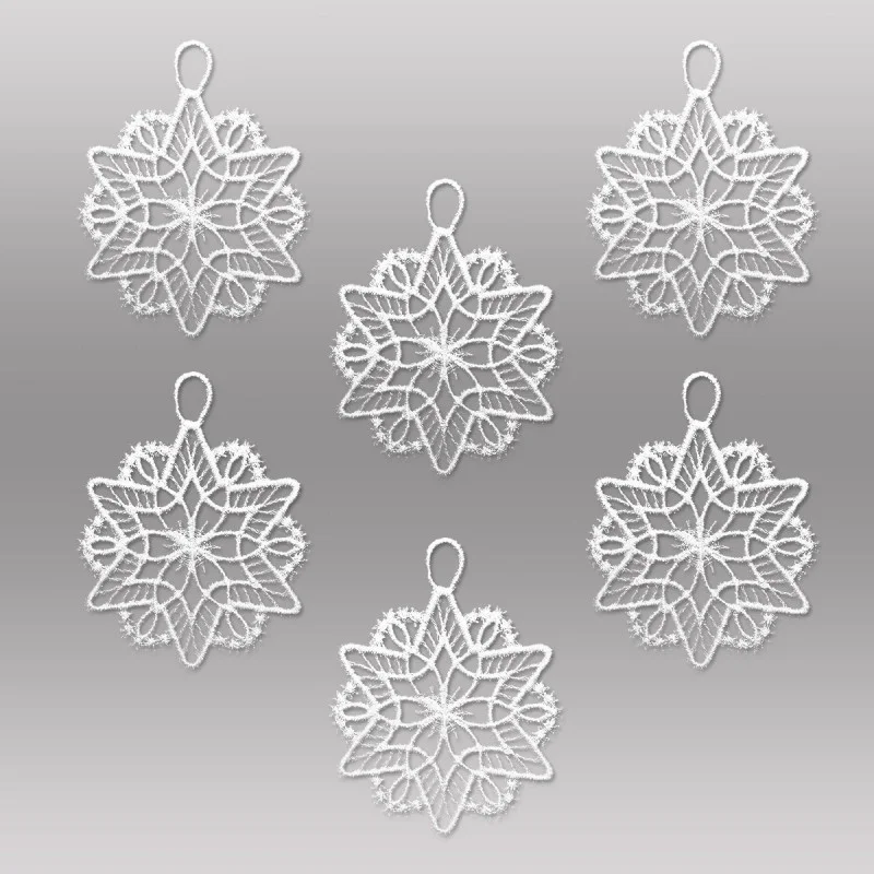 6er Set Anhänger Schneeflöckchen in weiß