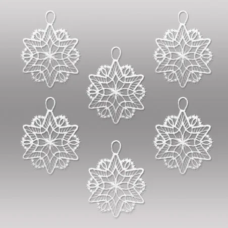6er Set Anhänger Schneeflöckchen in weiß