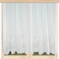 Blüten-Stickerei-Gardine Marina Plauener Spitze