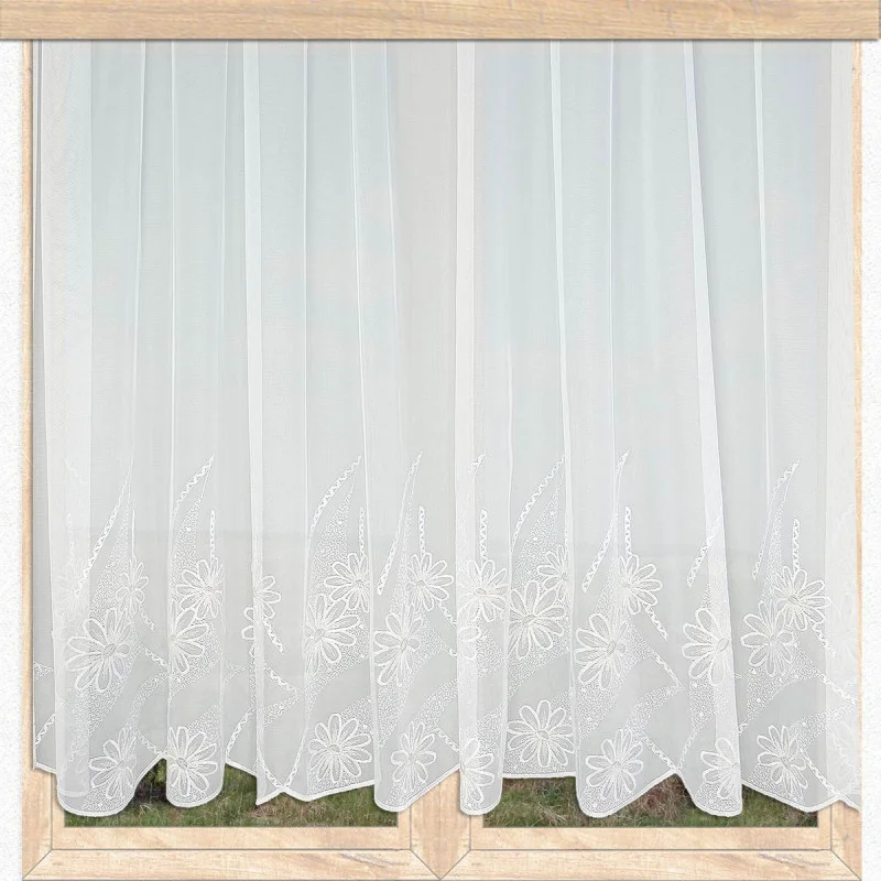 Blüten-Stickerei-Gardine Marina Plauener Spitze