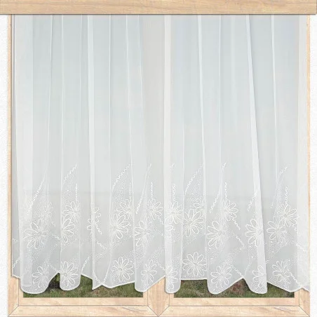 Blüten-Stickerei-Gardine Marina Plauener Spitze