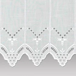 Raffgardine Nele mit Bohrstickerei in weiß Muster