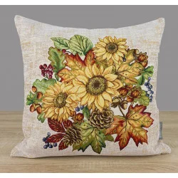 Ländlicher Gobelin Kissenbezug Herbstzeit 45x45 cm