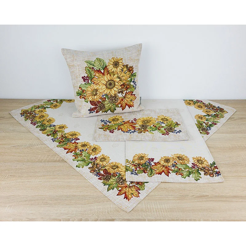Rustikale Gobelin-Deckenserie Herbstzeit mit Sonnenblumen in 4 Größen