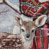 Winterlicher Gobelin-Kissenhülle Schneemann mit Zylinder Detailbild