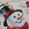 Winterliche Gobelin Kissenhülle Schneemann in Gemeinschaft Nahaufnahme
