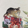 Festlicher Gobelin-Kissenbezug Christbaum mit Paketstapel Nahaufnahme