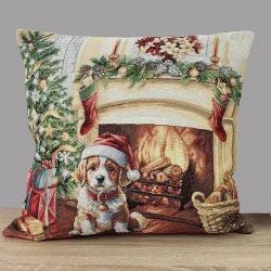 Gobelin-Kissenbezug Weihnachtshund Otto 45x45 cm