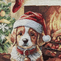 Bezaubernder Gobelin-Kissenbezug Weihnachtshund Otto in 45x45 cm