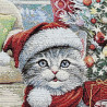 Gobelin-Kissenbezug Weihnachtskatze Minka Nahaufnahme