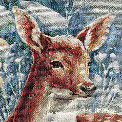 Winterliche Gobelin-Kissenhülle Damwild in Nahaufnahme