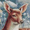 Winterliche Gobelin-Kissenhülle Damwild in Nahaufnahme