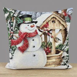 Süßer Gobelin-Kissenbezug Schneemann Tim 45x45 cm