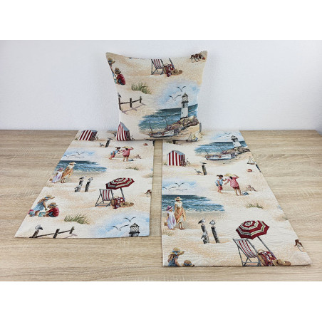 Maritime Gobelin-Deckenserie Ostseestrand Läufer