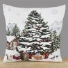 Chenille-Kissenbezug Weihnachtstanne im Winterwald 45x45 cm