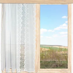 Seitenschals Adriana mit Plauener Spitzenkante in Weiß-Beige