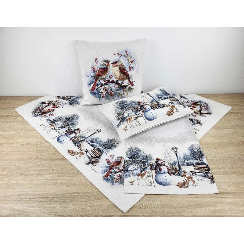 Chenille-Gobelin-Deckenserie Winter in der Eifel Deko